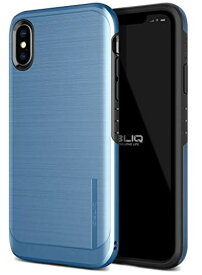 【OBLIQ】 iPhone Xs Max 対応 ケース 衝撃 吸収 耐衝撃 ハイブリッド 薄型 ハード カバー ストラップ ホール 付き アルミ 調 デザイン ケース [ Apple iPhoneXs Max アイフォンXsマックス 対応 ] Slim Meta コーラルブルー