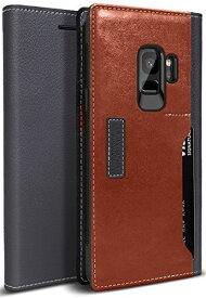 【OBLIQ】 Galaxy S9 対応 ケース 手帳型 耐衝撃 マグネット なし 薄型 手帳 レザー カバー カード 収納 付 [ Samsung GalaxyS9Plus ギャラクシー S9 対応 ] K3 Wallet ブラックグレー×ブラウン