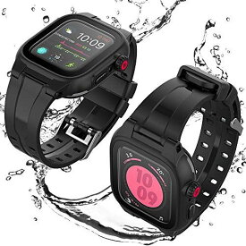 Apple Watch Series 2020 SE/6/5/4 44mm 防水ケース DINGXIN IP68完全防水 耐衝撃 防雪 防塵 傷防止 防水 iWatch ケース バンド 水泳・スポーツ専用 装着簡単 360°全方向保護 (Apple Watch Series 44mm, 黒)