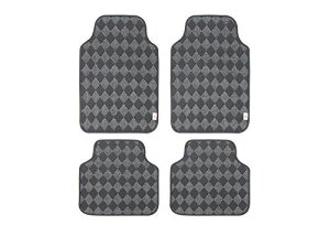 SHIMAKYO カーマット 車 フロアマット クリスマスプレゼント マット 軽/普通車 1台分 4点セット(フロント2枚 リヤ2枚) 丸洗いOK ズレ防止加工 防水 耐汚れ ストレート チェック柄 グレー チェック
