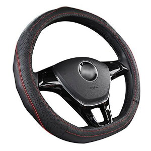 PGMARO ハンドルカバー ステアリングカバー 通気 滑り防止 フェラーリ BEN MG スバル WRX/レヴォーグ ホンダ S660 日産セレナ/ノートなど対応 (D型-ブラック, 38cm)