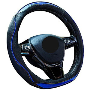 ZATOOTO ハンドルカバー Dシェイプ おしゃれ レインボーステッチ 滑りにくい 耐久・手触りよし ノート・CHRなど用ステアリングカバー ブルー LY123-L