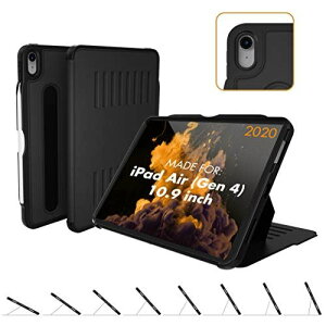 ZUGU iPad Air 10.9 �P�[�X 2020 ��4���� The Alpha Case �ɔ� �����Ռ��ی� 8�i�K�X�^���h�@�\ �I�[�g�X���[�v �X�}�[�g�J�o�[ (�u���b�N) iPad Air 10.9 (2020)
