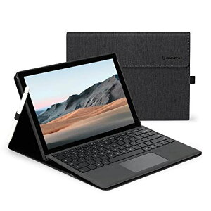 Microsoft Surface Pro 7 / Surface Pro 6 / Surface Pro 5 2017 / Surface Pro 4 �ɑΉ��P�[�X �\�ʓ����ی�J�o�[ �����p �X�^���h �y�� ���^ �y���z���_�[�t�� PU �X�}�[�g �J�o�[ �u���b�N Surface Pro4/5/6/7