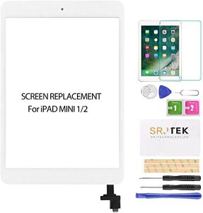 SRJTEK For iPad mini 1/2 A1432 A1454 A1455 A1489 A1490�����C���p�̃^�b�`�X�N���[���f�W�^�C�U�[�X�N���[���������i�AIC�`�b�v+�z�[���{�^��+�J�����z���_�[�A�ی�t�B�����{�H��Z�b�g�i�t���p�l����