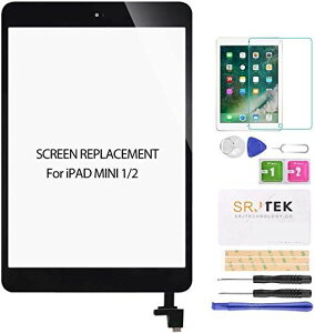 SRJTEK For iPad mini 1/2 A1432 A1454 A1455 A1489 A1490�����C���p�̃^�b�`�X�N���[���f�W�^�C�U�[�X�N���[���������i�AIC�`�b�v+�z�[���{�^��+�J�����z���_�[�A�ی�t�B�����{�H��Z�b�g�i�t���p�l����
