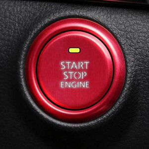 SHANGRI-LA マツダ3 Mazda3 CX-30 アルミ製 エンジン スタート ボタン カバー リング 2点セット 両面テープ付き 文字透過 内装 装飾 アクセサリー 社外品 (レッド)