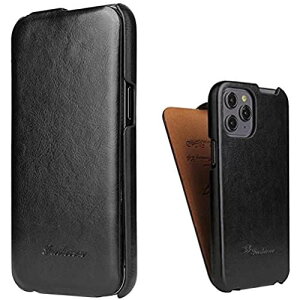 Lnobern スマホ 縦型 ケース 対応 iPhone 12 Pro/iPhone 12 ケース シンプル 縦開き 縦型 上下開き iPhone 12 Pro/iPhone 12カバー (For iP 12/12 Pro 6.1", 黒)