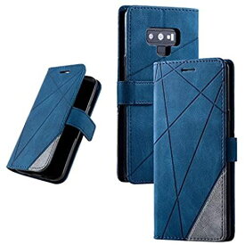 Galaxy Note 9 手帳型ケース サイドマグネットレザーケース カード収納 スタンド機能 TPU ストラップホールあり 収納力抜群 QI充電対応 ソフトシリコン マホケース 防指紋 レンズ保護 全面保護 SC-01L / SCV40 専用カバー (33,ブルー) ブルー33