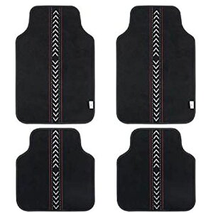 SHIMAKYO カーマット 車 フロアマット クリスマスプレゼント マット 軽/普通車 1台分 4点セット(フロント2枚 リヤ2枚) 丸洗いOK ズレ防止加工 防水 耐汚れ ストレート (ブラック-ホワイト, ... 65*43.