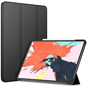 JEDirect iPad Pro 12.9�C���` �P�[�X (2020 / 2018���f��) �O�܃X�^���h �I�[�g�E�F�C�N�A�b�v/�X���[�v�@�\ (�u���b�N)