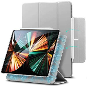 ESR iPad Pro 12.9 �P�[�X ��ܐ��� 5G 2021�N���f�� ���C�z�� Apple Pencil�̃y�A�����O�Ə[�d�ɑΉ� �I�[�g�X���[�v �E�F�C�N �X���� �y�� �V���N��G�� ������ �O�܂�X�^���h ... �O���[
