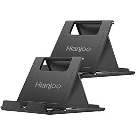 Hianjoo【2セット】スマホスタンド タブレットスタンド 折りたたみ式 角度調整可能 薄型 軽量 スマホホルダー 各種スマホに対応 (ブラック+ブラック) 黒