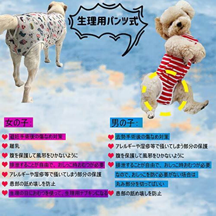 Kuveela Pet オス去勢向き ヒップパンツ 中型犬 保護服 傷口保護 小型犬 生理パンツ 皮膚病 術後服 通気 避妊 雄雌兼用 離乳 Ginger掲載商品 術後服