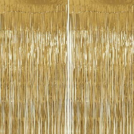 LIHAO タッセルカーテン キラキラ 2個入 パーティー バースデー 誕生日 飾り 飾りつけ ゴールド 100 x 250 cm
