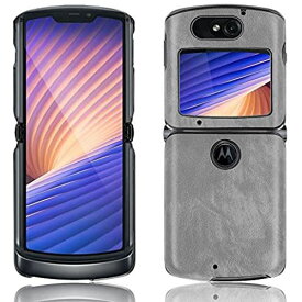 Motorola Razr 5G 2020 ケース モトローラ Razr 5G 背面ケース 【ELMK】高質合成皮革 衝撃吸収 レザー 軽量 携帯カバー Razr 5G カバー （グレイ）