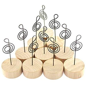 naissant かわいい 音符 ( トーン記号 )の メモクリップ メモホルダー メモスタンド 木製 カード立て ・ 写真立て 音楽 ピアノ バンド ミュージック 好き に 【10個セット】