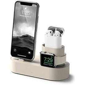 【elago】 iPhone Apple Watch AirPods スタンド シリコン 充電スタンド 純正 ケーブル のみ 対応 充電ドック 卓上 クレードル ホルダー Charging Hub [ アイフォン アップルウォッチ ... クラッシックホワイト