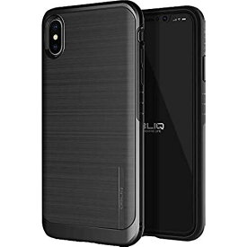 【OBLIQ】 iPhone Xs Max 対応 ケース 衝撃 吸収 耐衝撃 ハイブリッド 薄型 ハード カバー ストラップ ホール 付き アルミ 調 デザイン ケース [ Apple iPhoneXs Max アイフォンXsマックス 対応 ... チタニウムブラック