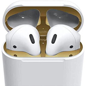 elago AirPods 対応 ダストガード 金属粉 侵入防止 防塵 アクセサリー メタリックプレート 2セット [ Apple AirPods1/AirPods2 with Charging Case エアーポッズ 対応 ] DUST ... ゴールド