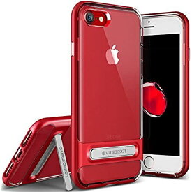 【VRS】 iPhone7 対応 ケース 耐衝撃 クリア Crystal Bumper 米軍MIL規格 衝撃 吸収 薄型 スリム 透明 ハード カバー スタンド付 [ iPhone 7 アイフォン7 対応 ] レッド