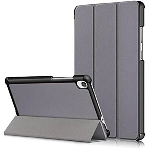 Huos dtab Compact d-42A docomo 8インチ カバー ケース タンドケース 三つ折り マグネット開閉式 スタンド機能 折り畳み 薄型 衝撃吸収 超軽量 タブレット用 グレー