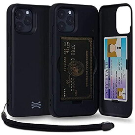 TORU CX PRO iPhone 12/12 Pro ケース カード 収納背面 3枚 カード入れ カバ— (ストラップ, ミラー 含ま) - アイフォン12 Pro 用 / アイフォン12 用 - ブラック iPhone 12 / 12 Pro (6.1 インチ) Black