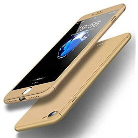 iPhone SE ケース 第2世代(2020年新型) iPhone8 ケース 360度フルカバー 全面保護 強化ガラスフィルム おしゃれ 高級感 薄型 Qi充電対応 衝撃防止 (ゴールド)