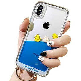 アイフォン 11 ハードケース 液体カバー 面白い 動くイエローアヒル 流れる ブルー液体 ソフト クリア アイフォン 11 携帯電話ケース (iPhone 11, Yellow duck 3)