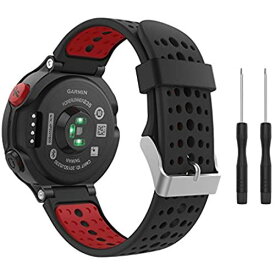 Garmin ForeAthlete 235J バンド - ATiC Garmin ガーミン ForeAthlete/Forerunner 235J/220J/230J/620J/630J/735XTJ /235 Lite ベルト バンド 交換ベルト ソフト 高級 シリコーン製腕時計ストラップ/バンド 交換ベルト 1点セット Black&Red