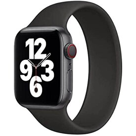 YakTei Apple Watch ソロループバンド series 6/5/4/3/2/1/SE対応 38mm 40mm 42mm 44mm (42/44mm M, ブラック)