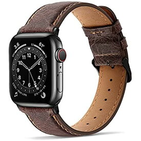 Tasikar コンパチブル Apple Watch バンド 44mm 42mmアップルウォッチ バンド， 高級 本革 交換バンド ビジネス Apple Watch シリーズ6 / 5 / 4 / 3 / 2 / 1 / SE 用 (42mm 44mm, ダークブラウン) 42mm/44mm