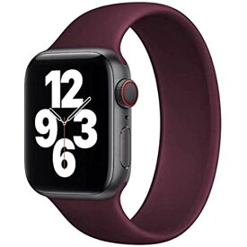 YakTei Apple Watch ソロループバンド series 6/5/4/3/2/1/SE対応 38mm 40mm 42mm 44mm (42/44mm M, ワインレッド)