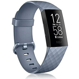 Vancle for Fitbit Charge 4/Charge 3/Charge 3 SE バンド ベルト 交換用バンド 柔らかい TPU バンド 調整可能 多色選択 スポーツバンド (Small, ブルーグレー)