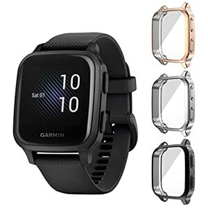 Seltureone �y3�Z�b�g�zGarmin Venu Sq/Sq music�p�ی�P�[�X �[�d�\�� TPU�f�� �ی�J�o�[ �_�炩���t���[�J�o�[ �������� �E���ȒP �ϏՌ��� �_��i�u���b�N+�V���o�[+���[�Y�S�[���h�j