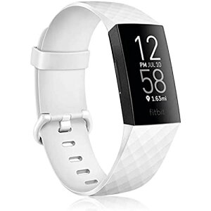Vancle for Fitbit Charge 4/Charge 3/Charge 3 SE バンド ベルト 交換用バンド 柔らかい TPU バンド 調整可能 多色選択 スポーツバンド (Small, 白) ホワイト
