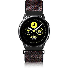 20mm時計バンドFinancingpig 軽量 通気性 ナイロン スポーツループ 交換用ベルトSamsung Galaxy Watch Active 2 44mm 40mm/Galaxy Watch 42mm スマートウォッチ スポーツストラップ (20mm, 黒)