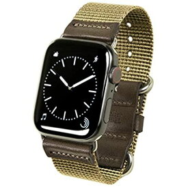 atelierCODEL Apple Watch バンド レザー 本革 ナイロン ベルト ミリタリー アップルウォッチ series6/SE/5/4/3/2/1 対応 (42mm/44mm, ベージュ)