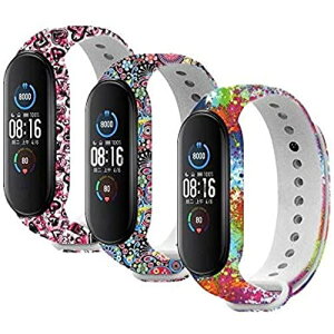 T-BLUER Compatible with Xiaomi Mi Band 5/Mi Band 6 Band,Xiaomi Miband 5/6�̃V���R���J���t���Ȍ����p�X�g���b�v�A�N���X�v�t�B�b�g�l�X�o���h ... 3pcs01