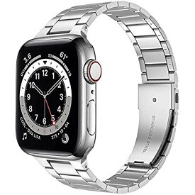 Miimall Apple Watch SE/6/5/4/3/2/1 バンド アップルウォッチ 6 交換バンド 金属 高級ステンレスバンド ステンレス 調節可能 ビジネス風 高級感 Apple Watch SE 交換バンド（シルバー/42mm 44mm）
