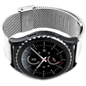 Pinhen Gear s2本革バンド watch band 腕時計バンド sm-r7320版 サムスンGear s2 古典的なスマート腕時計 ステンレス鋼ブレスレット(Silver)