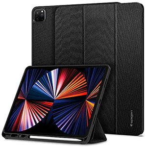 Spigen iPad Pro 12.9 P[X 2021 X^h Jo[ ϏՌ 菝h~ Apple Pencil [ t@ubNJo[ I[gX[v A[otBbg ACS03434 (ubN)