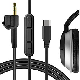 Geekria QuickFit Audio 互換性 ケーブル Bose Around-Ear AE2, AE2i, AE2w ヘッドホンケーブル, USB-C に適合する ステレオコード マイクとボリュームコントロール付き (黒 170cm)