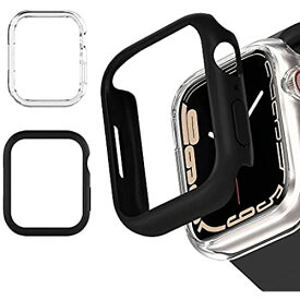 Miimall 対応 「2枚セット」 Apple Watch Series 7 41mm 【2021 モデル】 専用ケース アップルウォッチ 41mm カバー 軽量 PC材質 ぴったり対応 擦り傷防止 衝撃吸収 装着簡単 Apple Watch 7 保護カバー（ブラック＋クリア｜41mm）