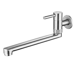 bath&bath ステンレス製 単水栓 シングルレバー 壁付け水栓 蛇口 横水栓 キッチン 厨房 手洗い 浴室 水栓 腐食なし b271 A型