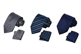 [ACHARI&MANBENI] 100% シルク ネクタイ ブランド品　セット ポケットチーフ 7点 ギフトボックス お買得 SET-007