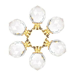 UULU 6枚入 丸型 透明 引き出しノブ ツマミ つまみ クリスタル ガラス ハンドル タンスノブ キャビネット 戸棚引きハンドル 装飾 キラキラクリア 25mmと45mmネジ付き (ゴールデン)