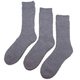 [レモコロ] 日本製 靴下 モコモコ モールソックス （ルームソックス） 3足組 メンズ 24-26cm 26-28cm グレー
