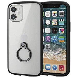 エレコム iPhone 12 mini ケース ハイブリッド 耐衝撃 TOUGHSLIM LITE フレームカラー リング付 ブラック PM-A20ATSLFCRBK