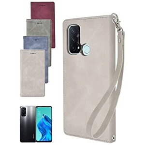 シズカウィル(shizukawill) OPPO Reno5 A Y!mobile アイファンデ2 ケース カバー 手帳型 スマホケース グレー スエード調 Gray(グレー色)